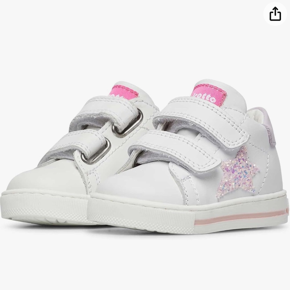 Infant Baby Toddler Naturino Falcotto Glitter Pink White Sneakers Velcro 21 Walk